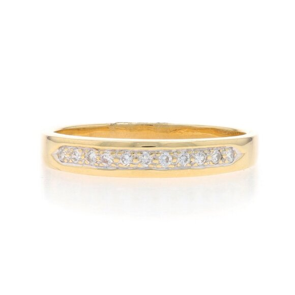 Yellow Gold Diamond Wedding Band - 14k Round Brilliant .10ctw Ring
